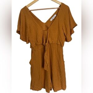 URBAN REVIVO Angel Sleeve Mustard Colored Romper - Size 6